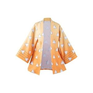 New! Kids Orange Kimono with White Triangle Pattern Size M 5-7